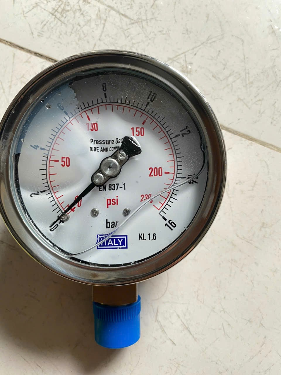 Đồng hồ áp suất ITALY, phi 100mm, Full Inox, áp 0-16 bar/psi