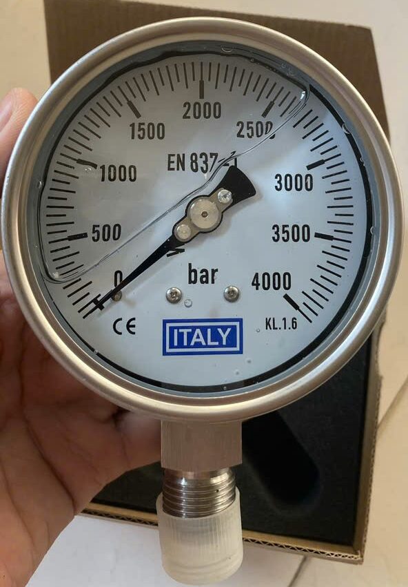 Đồng hồ áp suất ITALY, phi 100mm, Full Inox 316, áp 0 – 4000 bar (Độc quyền)